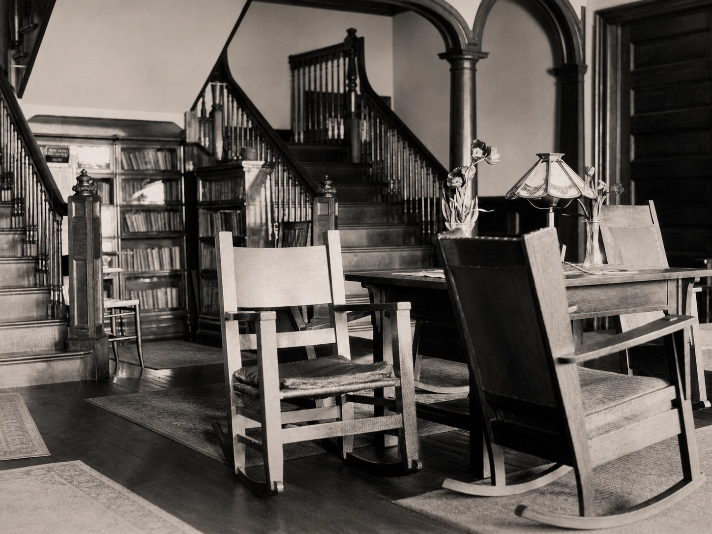 Interior staircase detail at Idylease in 1904
