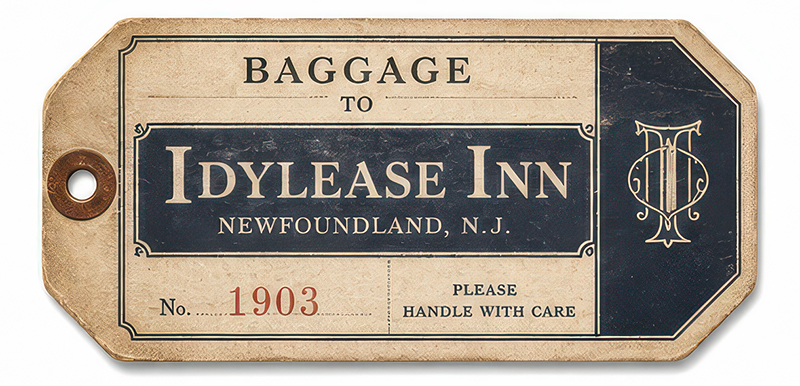 Vintage Idylease Inn baggage label marked 1903