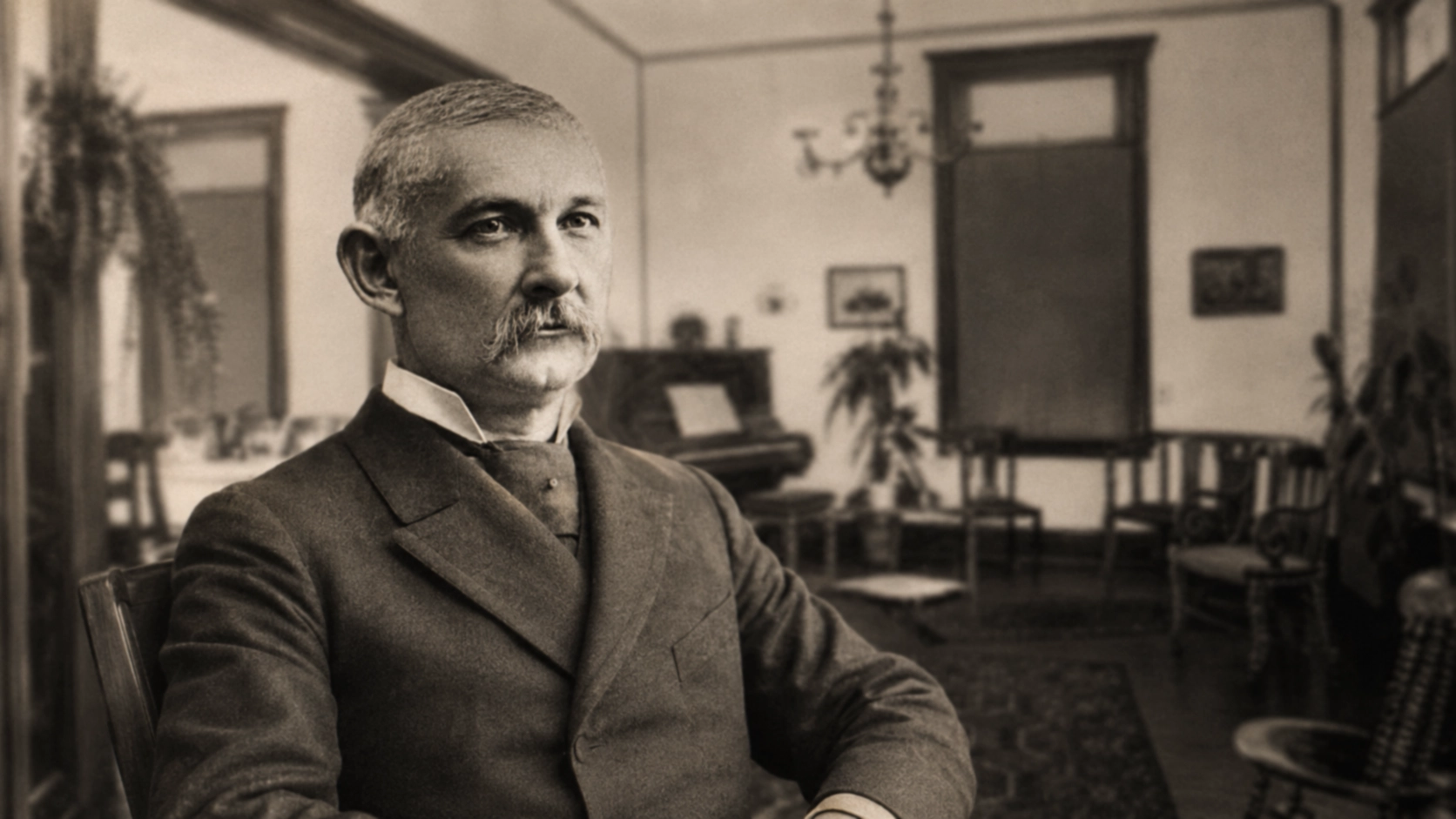 David Banks Sickels seated in the sitting room at Idylease