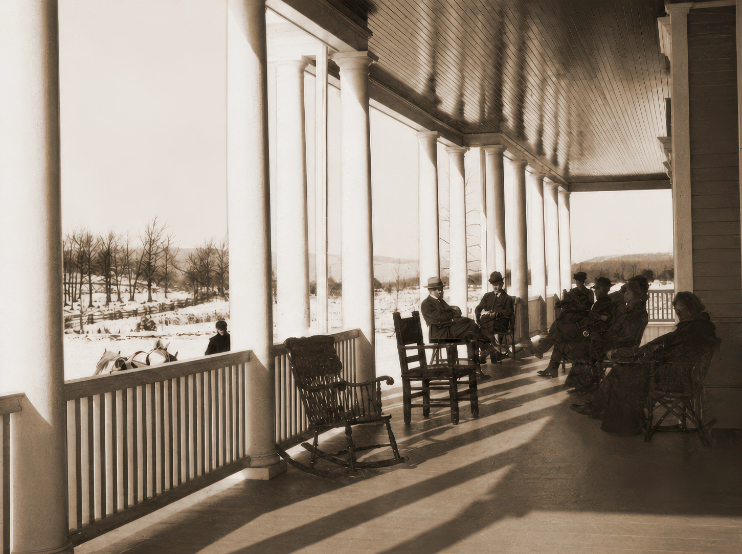 Historic front porch and veranda at Idylease
