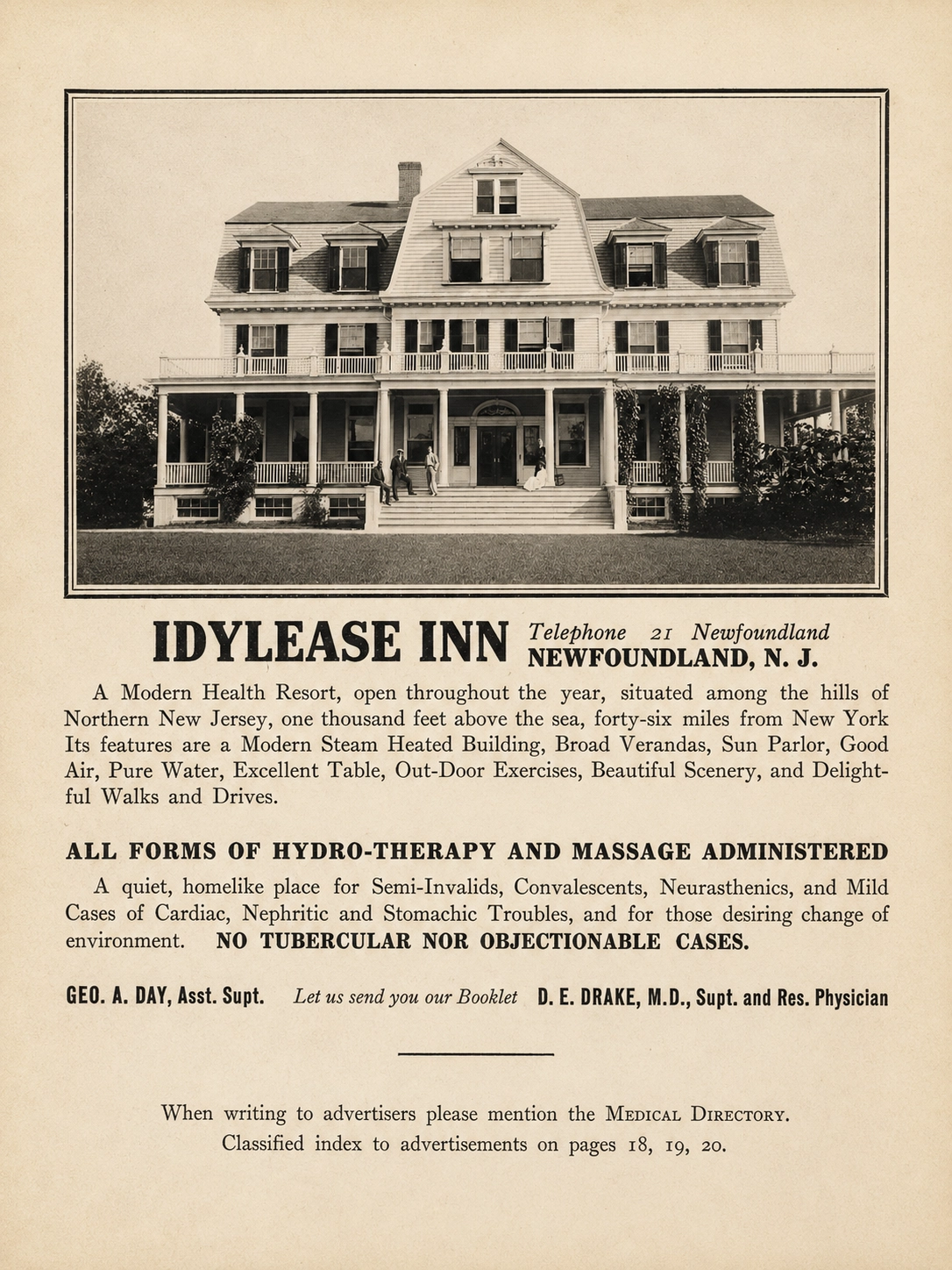 Historic Idylease Inn listing in The Medical Directory
